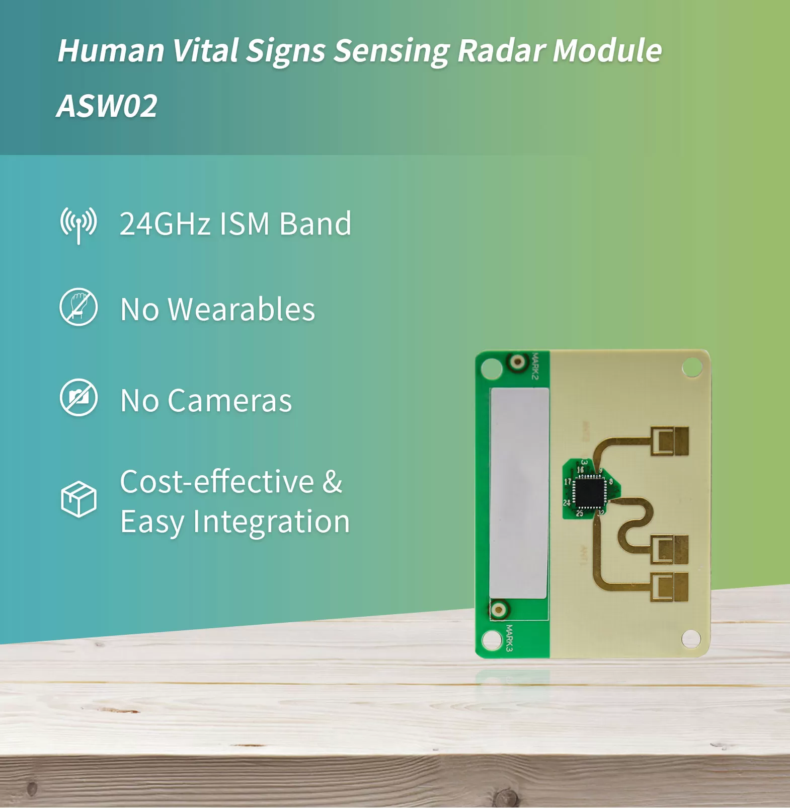 Human Vital Signs Sensing Radar Module ASW02 - Radar Module - 1