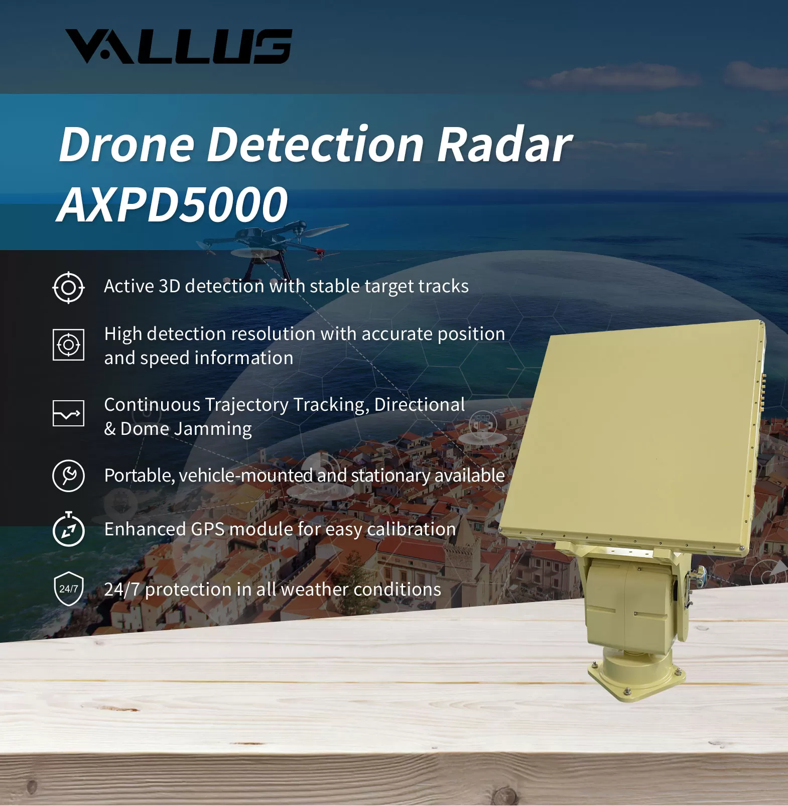 Drone Detection Radar AXPD5000 - Drone Defense - 1