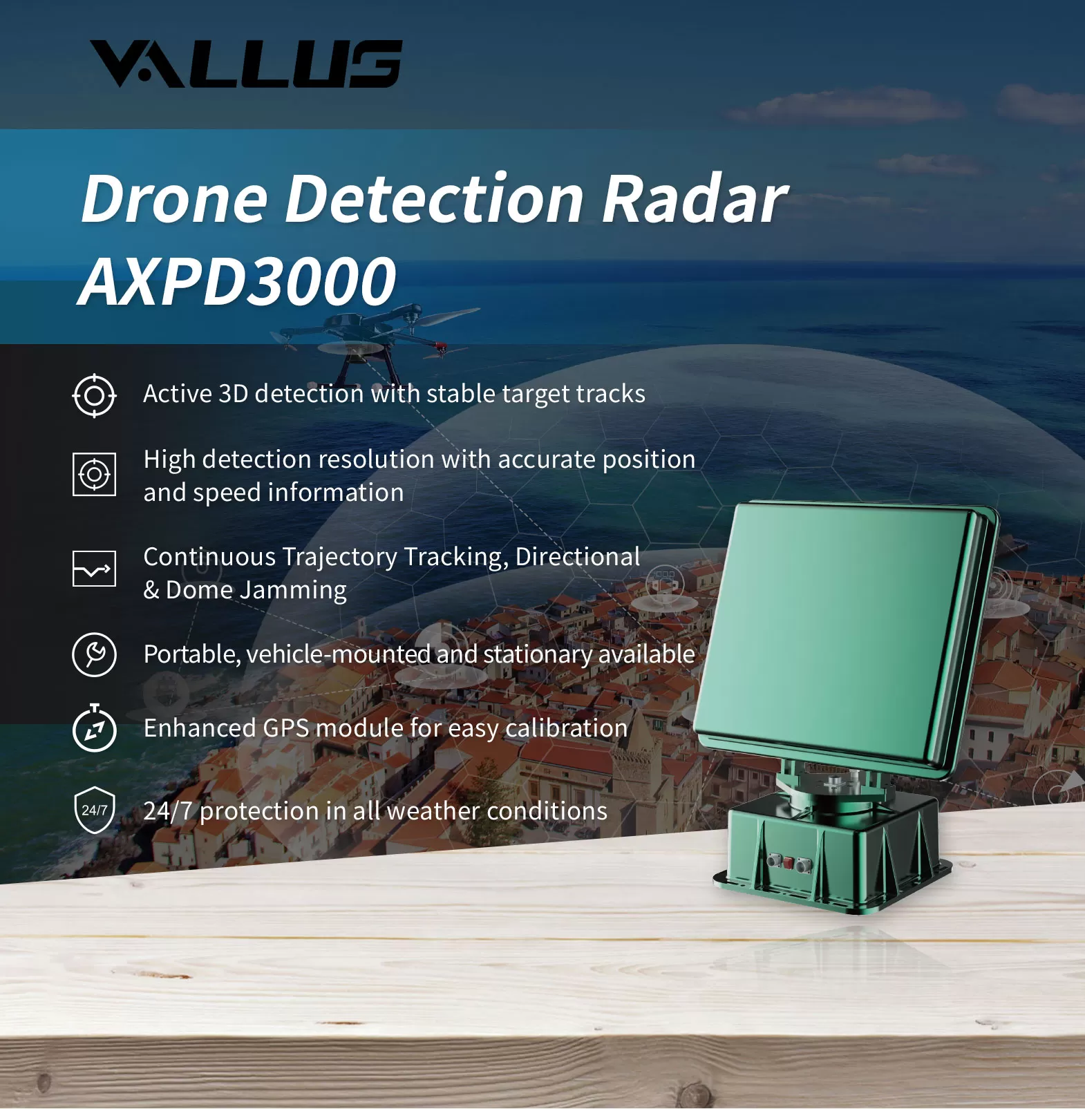 Drone Detection Radar AXPD3000 - Drone Defense - 1
