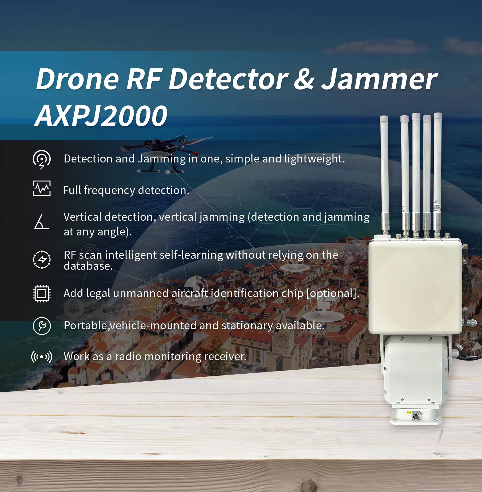 Drone RF Detector & Jammer AXPJ2000 - Drone Defense - 1
